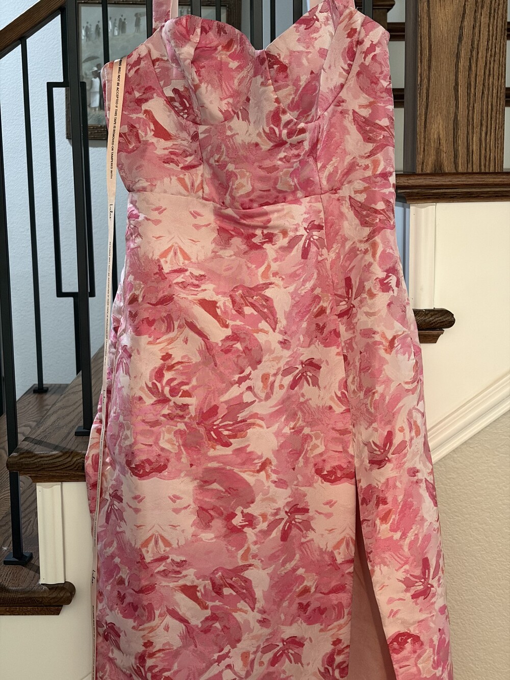 Lulus Demina Light Pink Floral Jacquard Bustier Maxi Dress - Size L - Picture 2 of 2